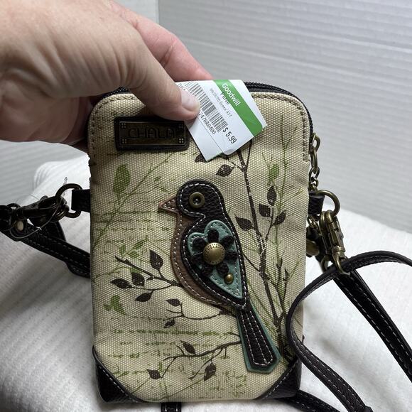 CHALA Bird Safari Canvas Crossbody Cell Phone Purse Adjustable Strap Sand - Picture 4 of 6